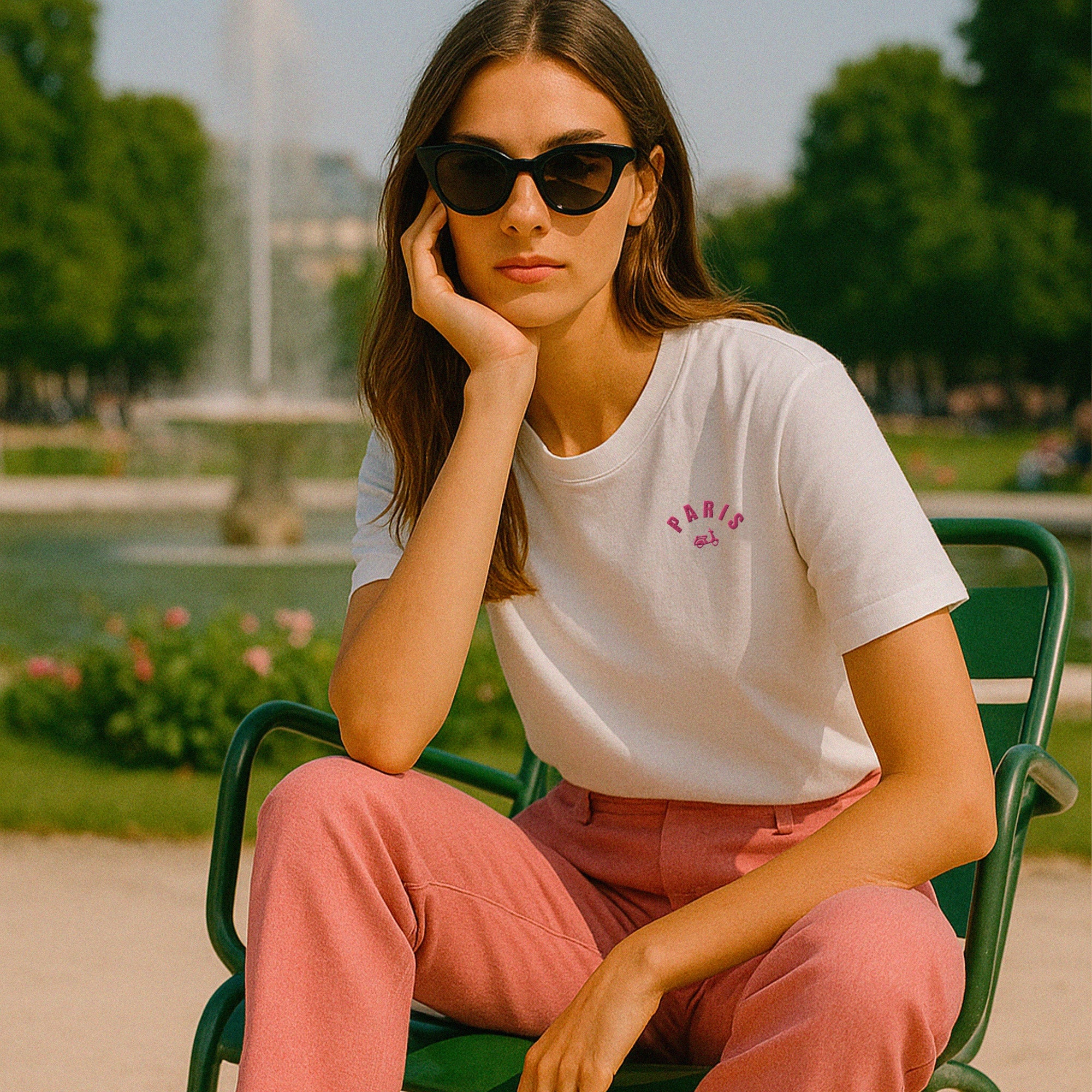 TSHIRT BLANC PARIS ROSE Lost In Cities